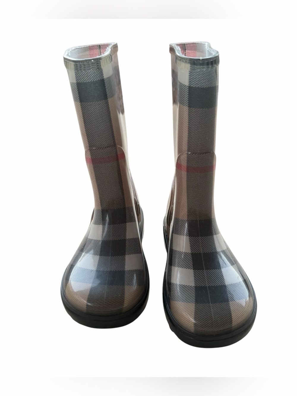 Burberry Kids Plaid Rainboots Equestrian Casual Luxury Size 9/10 U.S.; EU 27/28
